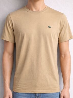 Lacoste Beige T-Shirt Men’s M Pima Cotton Classic Logo Tee